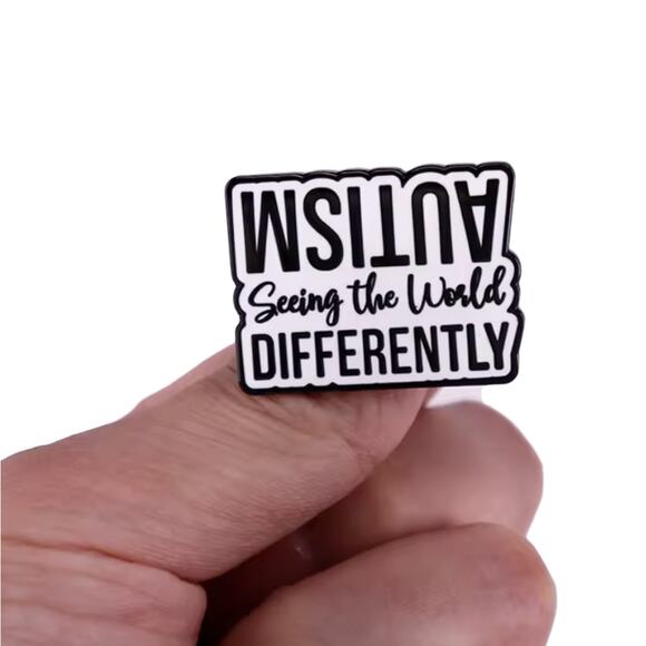 Autism Awareness Enamel Pin Seeing World Differently Message Metal Pin - Picture 1 of 9
